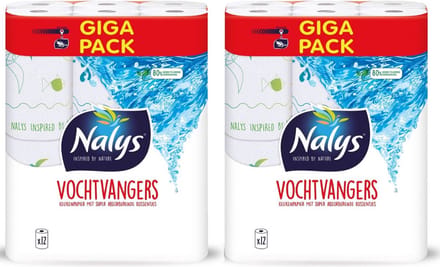 Nalys - Keukenpapier Vochtvangers - 24 Rollen - 12x2 Pack - Combi - Grootverpakking