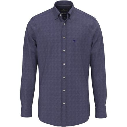Fynch-Hatton Overhemd Denim Shirt Fine Pattern Kent Navy / male