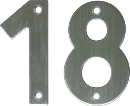 AMIG Huisnummer 18 - massief Inox RVS - 10cm - incl. bijpassende schroeven - zilver
