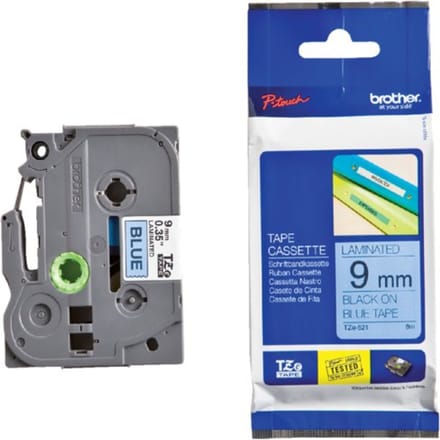 Laminated Tape for Labelling Machines Brother 9 mm x 8 m Black Blue