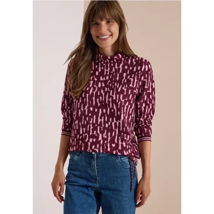 Shirt met lange mouwen, opstaande kraag en print