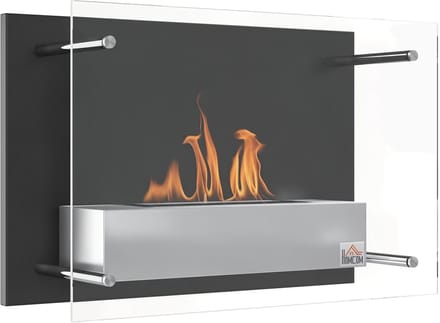 HOMCOM Ethanol Haard - Staal - 60x22x40cm - Zwart