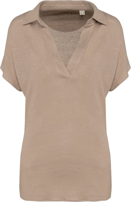 Spasso Linnen damespolo SP221 - Wet Sand - M