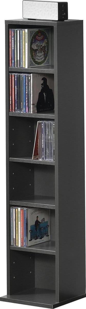 CD DVD kast vakkenkast met 6 planken 90x20x20 cm donkergrijs
