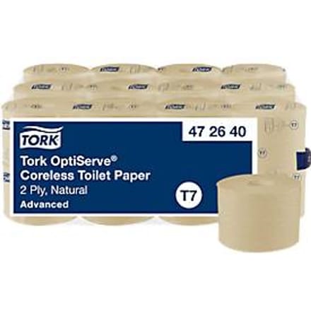 Tork OptiServe® Coreless toiletpapier, 2-laags, geperforeerd, compacte rol, gerecyclede vezels