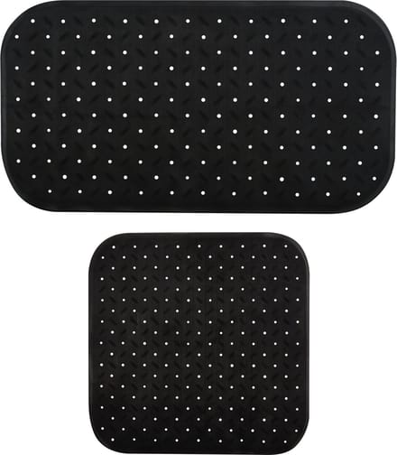 MSV Douche/bad anti-slip matten set badkamer - rubber - 2x stuks - zwart - 2 formaten