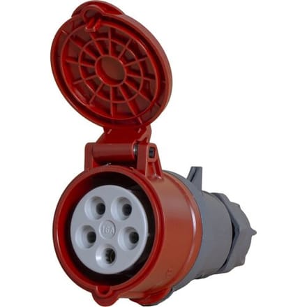 Power CEE contrastekker 5-polig 16A IP44 Rood