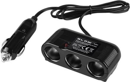 BLOW Auto Sigarettenaansteker Splitter - 3x Socket - CS-32 - 12V/24V - Met Kabel & LED-indicator