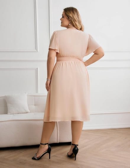 Grote Maten Chiffon Jurk Dames Zomer Midi Jurk Met Ruches en Smock Taille