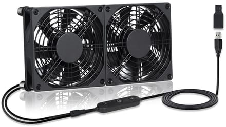 Koelventilator Set - Dubbele Ventilator - Apparatuur Koelen - 10-voudig Instelbaar - 140 mm - Zwart