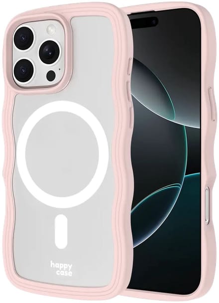 HappyCase Wavy Hoesje | Geschikt voor Apple iPhone 16 Pro Max | Compatibel met MagSafe | Back Cover | Roze