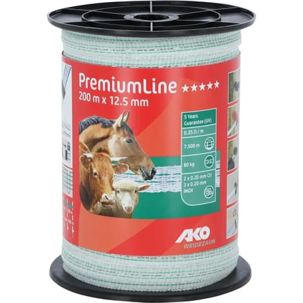 Ako Lint Premiumline wit-groen 12,5mm 200mtr.