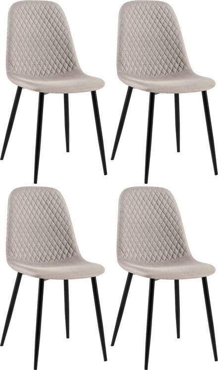 CLP Giverny Set van 4 eetkamerstoelen - zonder armleuning - grijs Stof