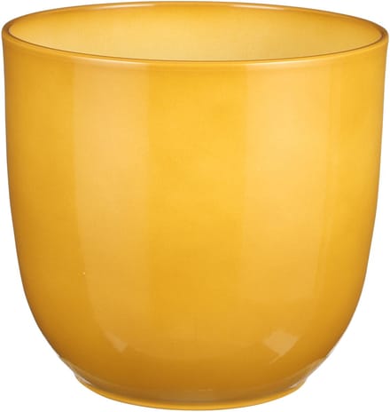 Mica Decorations Plantenpot/bloempot Tusca - Okergeel - keramiek - glans - D25 x H23 cm