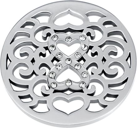 Quiges - Munthouder Munt 33mm RVS met Zirkonia Infinity Zilverkleurig - EPR122