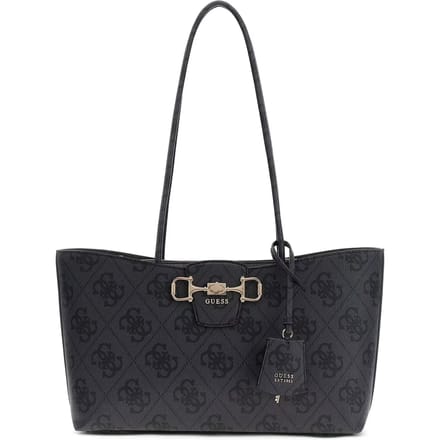 GUESS schoudertas shopper Janie Logo Girlfriend Carryall Coal Logo donkergrijs