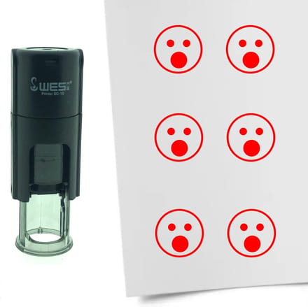 CombiCraft Stempel Smiley Geschrokken 10mm rond - Rode inkt