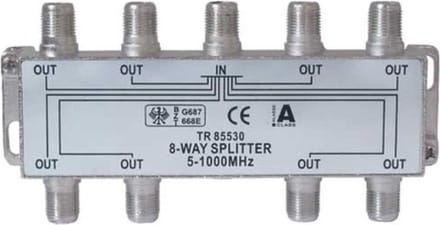 F splitter met 8 uitgangen / 5-1000 MHz