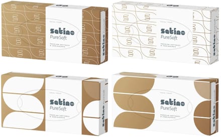 Satino PureSoft Cosmetische Tissues Platte Box | 40 doosjes x 100 vel | 211660 | 2 laags