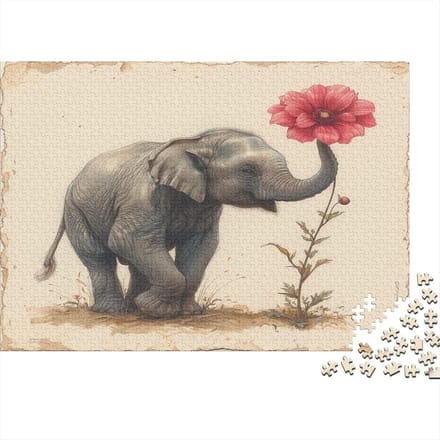 Olifant Legpuzzel - 1000 Stukjes Puzzel - Ontspanning Thuis - Premium Gerecycled Karton - 75x50cm