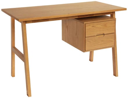 sweeek - Bureau van rubberhout en eikenfineer met 2 laden - alana