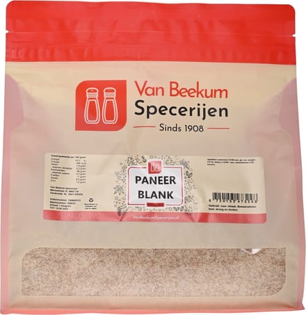 Van Beekum Specerijen - Paneer Blank - 1 KG (hersluitbare stazak)