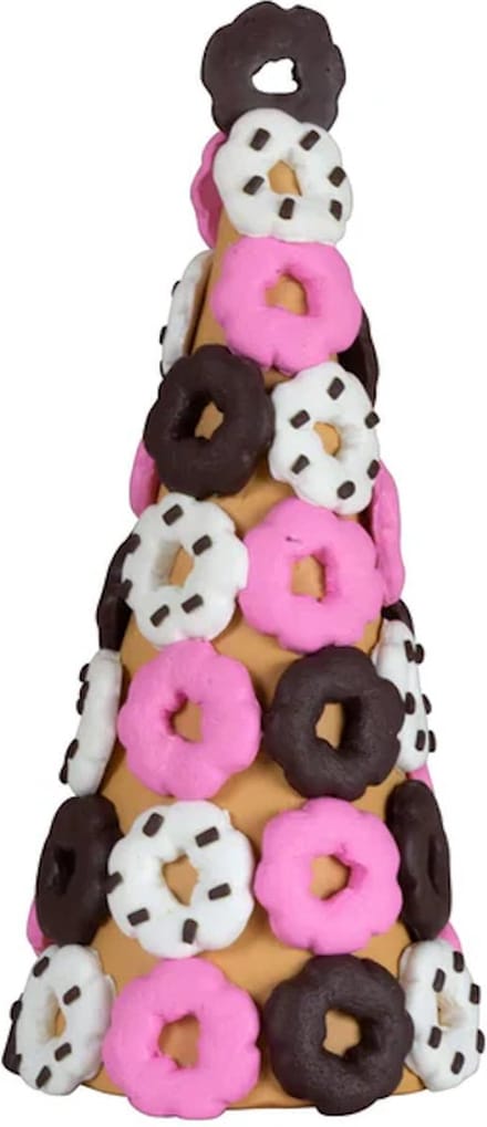 Tafeldecoratie Peperkoekjes Kerstboom met donuts - 18 cm