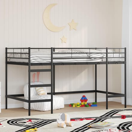 vidaXL - Kids'loftbedframe - Effen - Zwart - 80 - x - 200 - cm - Staal