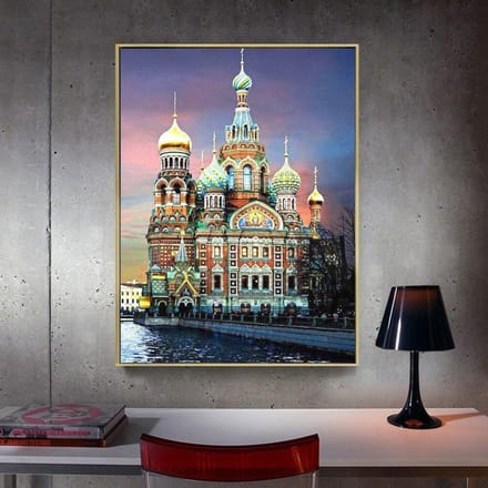 Peinture Diamant Église 5D DIY Broderie Diamant Vente Image Scénique de Strass 20X30CM gray