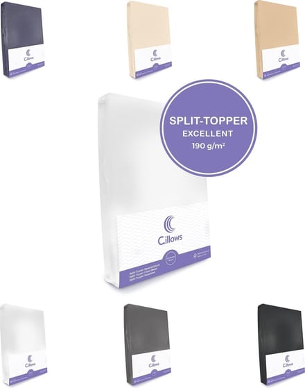 Cillows Excellent Jersey Hoeslaken voor Split Topper - 140x200 cm - (tot 5/12 cm hoogte) – Wit