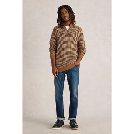White Stuff Tuck Stitch Funnel Neck Tan Multi Größe: M | Pullover Outlet | Herren