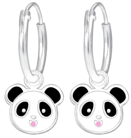 Joy|S - Zilveren Panda bedel oorbellen - oorringen