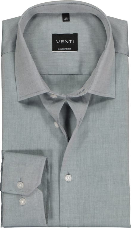 Venti - Heren Overhemd - Poplin - Strijkvrij - Regular fit - Grijs