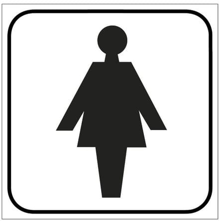 Toilet dames sticker, wit 100 x 100 mm