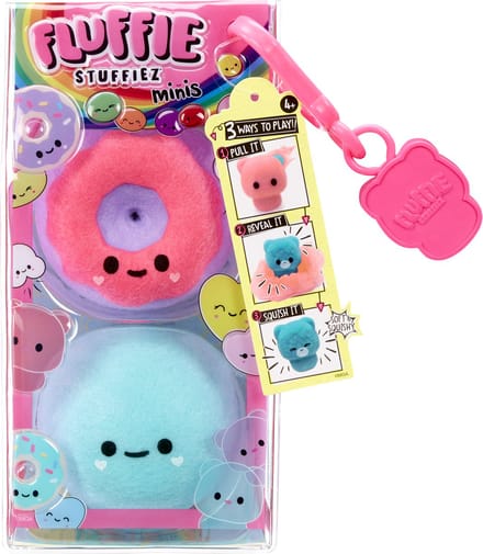 Fluffie Stuffiez Mini - Mix 9 - 7 cm - Wit en geel - Plukknuffel