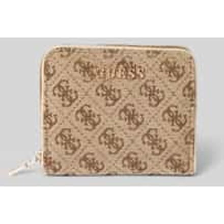GUESS portemonnee Jessa SLG Zip Around Wallet Latte Logo Lichtbruin