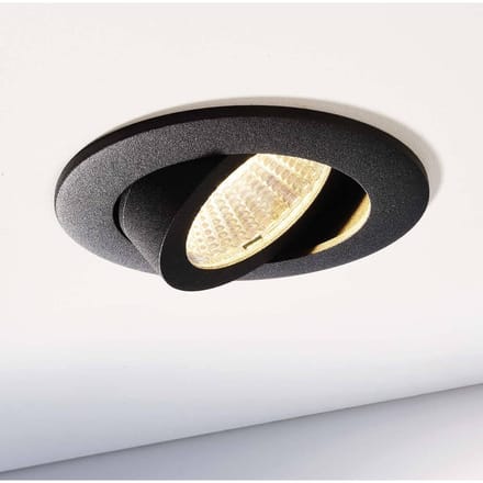 Deko-Light Plafond inbouwlamp Dione, IP44, 3.000 K, zwart, dimbaar