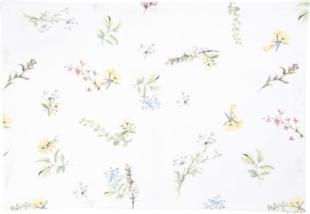 Clayre & Eef Placemats Set van 6 48x33 cm Wit Roze Katoen Rechthoek Bloemen Tafelmat
