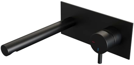 Brauer Black Edition Inbouw Wastafelmengkraan met Rechte Uitloop en Afdekplaat Model B1 Mat Zwart