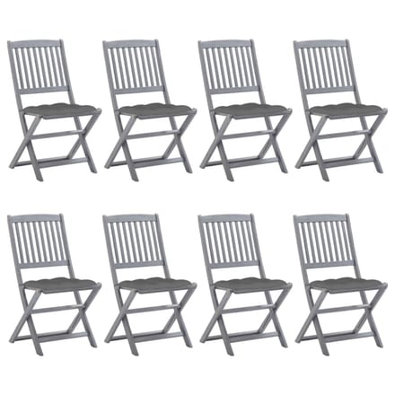 vidaXL - Inklapbare - stoelen - 8 - st - met - kussens - massief - acaciahout