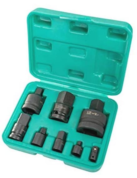 8-Piece Power Adapter Set with Chrome Vanadium Steel for Various Sizes