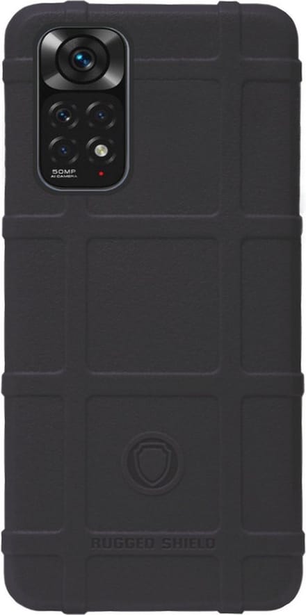 RUGGED SHIELD Rubber Bumper Case Hoesje Geschikt voor Xiaomi Redmi Note 11 Pro - Zwart