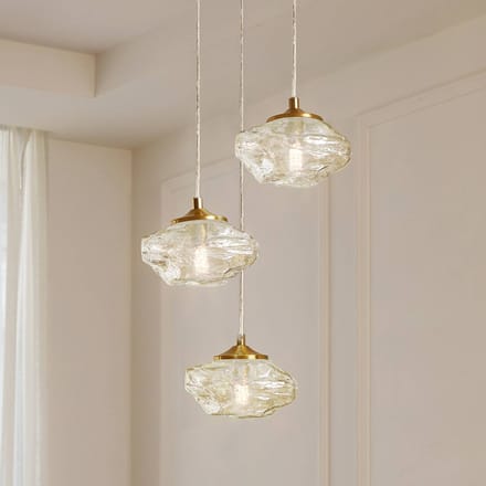 Lindby - hanglamp - 3lichts - Glas, ijzer - G9 - Cognac, messing