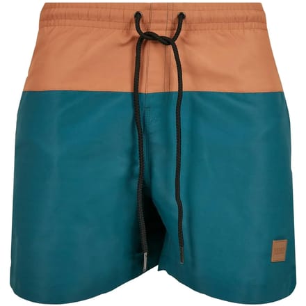Urban Classics - Block Zwemshorts - S - Blauw/Bruin
