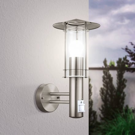 EGLO Lisio - Wandlamp Buiten - Bewegingssensor - 1 Lichts - RVS - Helder