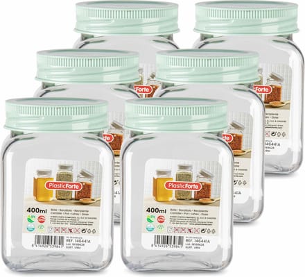 PlasticForte Voorraadpot/bewaarpot - 6x - 400 ml - kunststof - mint groen - B7 x H11 cm