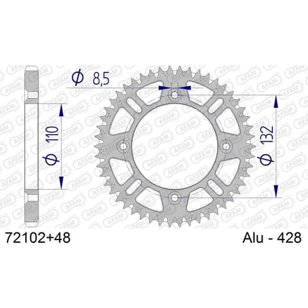 Aluminium tandwiel achter Afam 428 48 dents