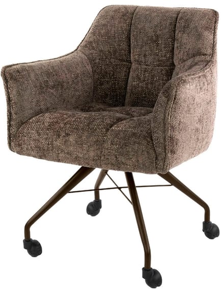 AnLi Style Armstoel Raster wieltjes Hoven taupe-bruin - set van 2