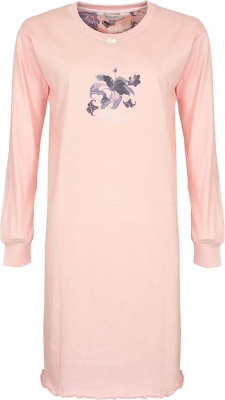 Tenderness Dames Nachthemd - Katoen - Ronde Hals - Roze - Maat S