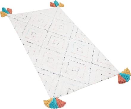 KARTAL - Shaggy vloerkleed - Wit - 80 x 150 cm - Katoen